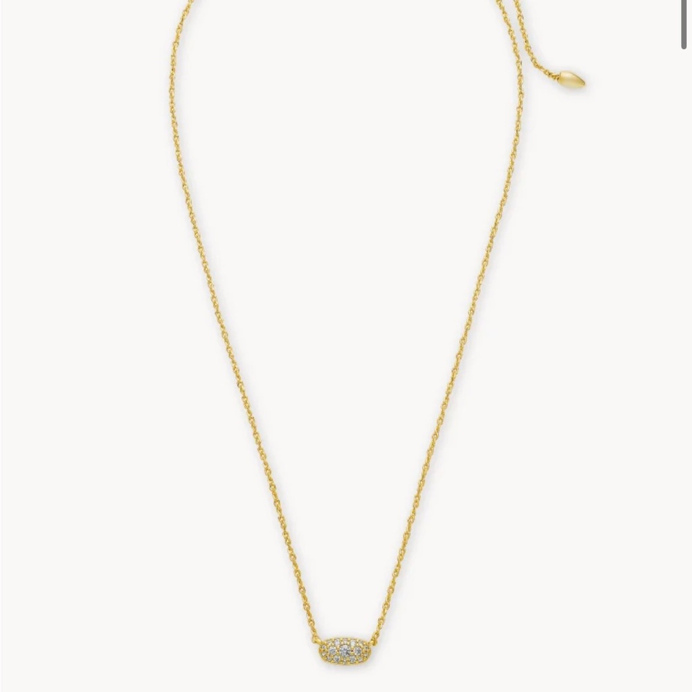 Grayson Gold Pendant Necklace in White Crystal